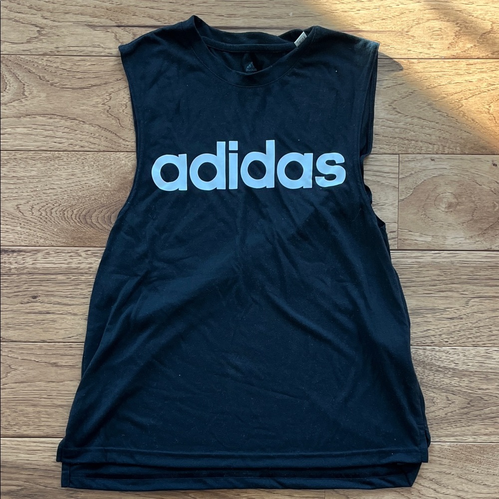 Adidas Black Tank Top with White Logo